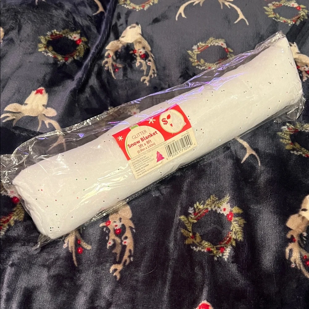 Vintage Glitter Snow Blanket - White